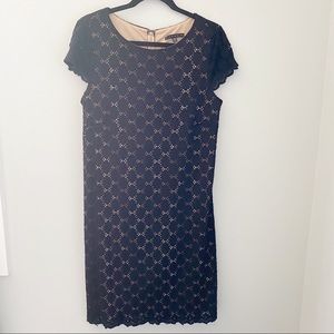 Tiana B. Black & Nude Lace Women's Midi Dress